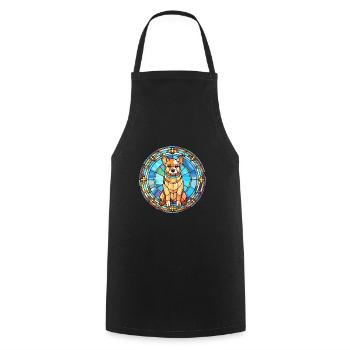 Middle Asian Ovtcharka Dog Breed Stained Glass Col - Cooking Apron - black - Front - AI Model Male 185 dark (185cm)