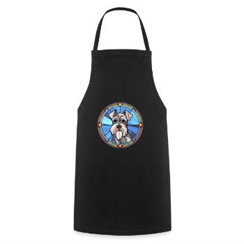Mittelschnauzer Hunderasse Buntglas Bunt W - Kochschürze - Schwarz - Vorne - AI Model Male 185 dark (185cm)