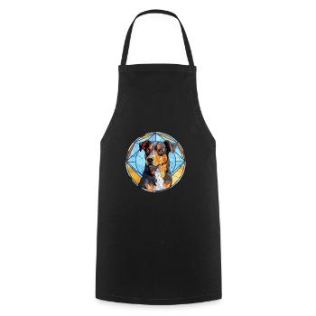 Portuguese Cattle Dog Breed Stained Glass Colorful - Cooking Apron - black - Front - AI Model Male 185 dark (185cm)