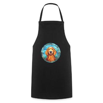 Saarlooswolfhond Dog Breed Stained Glass Colorful - Cooking Apron - black - Front - AI Model Male 185 dark (185cm)