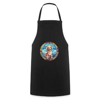 Taigan Kyrgyz Taighany Dog Breed Stained Glass Col - Cooking Apron - black - Front - AI Model Male 185 dark (185cm)