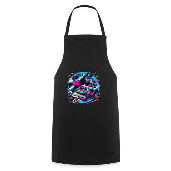 Retro Music - Cooking Apron - black - Front - AI Model Male 185 dark (185cm)