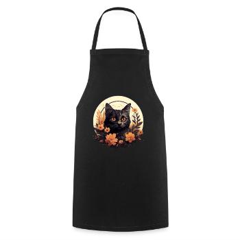 Süße Katze mit Blumen Tiermotiv Katzenliebhaber - Kochschürze - Schwarz - Vorne - AI Model Male 185 dark (185cm)