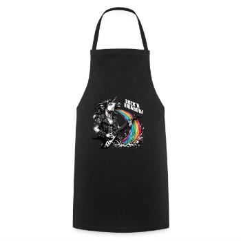 Rocker Heavy Metal Unicorn Puks Rainbow - Cooking Apron - black - Front - AI Model Male 185 dark (185cm)