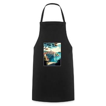 Dubrovnik Neretva Croatie Vintage Affiche de voyage - Tablier de cuisine - noir - Devant - AI Model Male 185 dark (185cm)