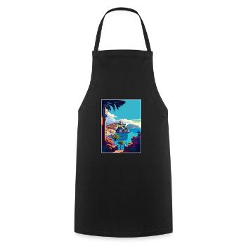 Ischia Italy Coastal Vintage Travel Poster WPA Art - Cooking Apron - black - Front - AI Model Male 185 dark (185cm)