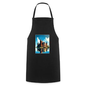 Muiderslot Castle Netherlands Travel Poster - Cooking Apron - black - Front - AI Model Male 185 dark (185cm)