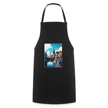 Sneek Pays-Bas Vintage voyage affiche Souvenir - Tablier de cuisine - noir - Devant - AI Model Male 185 dark (185cm)