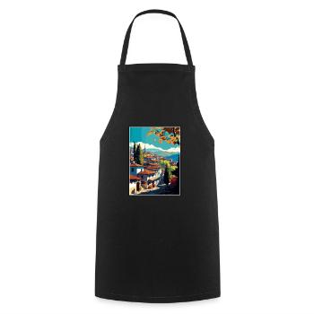 Safranbolu Turkey Vintage Travel Poster Souvenir - Cooking Apron - black - Front - AI Model Male 185 dark (185cm)