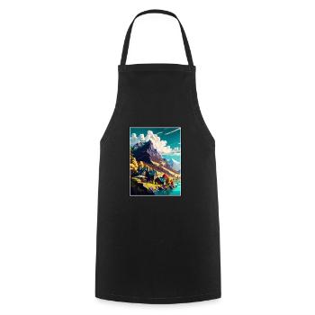 Valais Suisse Vintage voyage affiche Souvenir - Tablier de cuisine - noir - Devant - AI Model Male 185 dark (185cm)