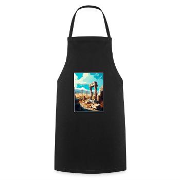 Göbeklitepe Turkey Vintage Travel Poster Souvenir - Cooking Apron - black - Front - AI Model Male 185 dark (185cm)