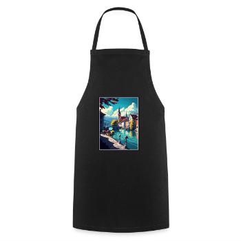 Thoune Suisse Vintage voyage affiche Souvenir - Tablier de cuisine - noir - Devant - AI Model Male 185 dark (185cm)