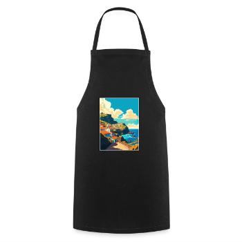 Madeira Portugal Vintage Reiseposter Souvenir - Kochschürze - Schwarz - Vorne - AI Model Male 185 dark (185cm)