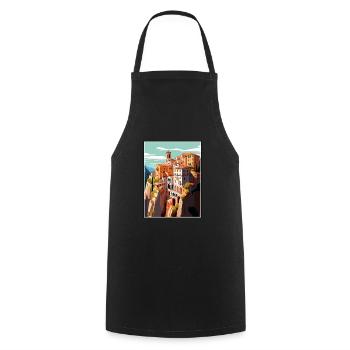 Cuenca Espagne Vintage voyage affiche WPA Souvenir - Tablier de cuisine - noir - Devant - AI Model Male 185 dark (185cm)