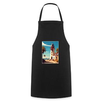 Faro Portugal Vintage voyage affiche WPA Souvenir - Tablier de cuisine - noir - Devant - AI Model Male 185 dark (185cm)