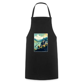 Rhine River Valley Germany Vintage Travel Poster - Cooking Apron - black - Front - AI Model Male 185 dark (185cm)