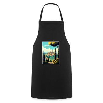 Montepulciano Italie Vintage voyage affiche Souvenir - Tablier de cuisine - noir - Devant - AI Model Male 185 dark (185cm)