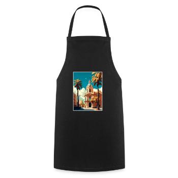 Valence Espagne Vintage voyage affiche WPA Souvenir - Tablier de cuisine - noir - Devant - AI Model Male 185 dark (185cm)