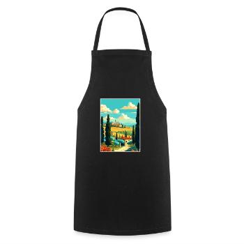 Toscane Italie Décoration Vintage Voyage Affiche WPA - Tablier de cuisine - noir - Devant - AI Model Male 185 dark (185cm)