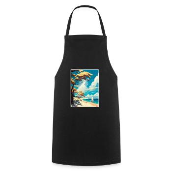 Rugen Island Germany Vintage Travel Poster WPA Art - Cooking Apron - black - Front - AI Model Male 185 dark (185cm)
