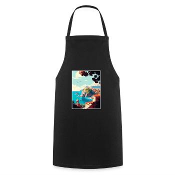 Rhodes Grèce Décoration Vintage Voyage Affiche WPA - Tablier de cuisine - noir - Devant - AI Model Male 185 dark (185cm)