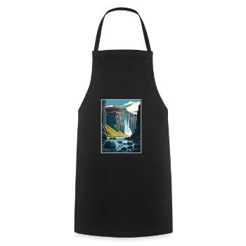 Skaftafell Island Wasserfall Vintage Reiseposter - Kochschürze - Schwarz - Vorne - AI Model Male 185 dark (185cm)