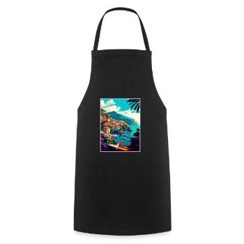 Amalfi Italie Décoration Vintage Voyage Affiche WPA - Tablier de cuisine - noir - Devant - AI Model Male 185 dark (185cm)