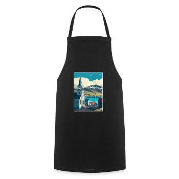Husavik Iceland Vintage Travel Poster WPA Souvenir - Cooking Apron - black - Front - AI Model Male 185 dark (185cm)