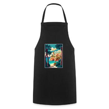 Mallorca Spanien Vintage Reiseposter WPA Souvenir - Kochschürze - Schwarz - Vorne - AI Model Male 185 dark (185cm)