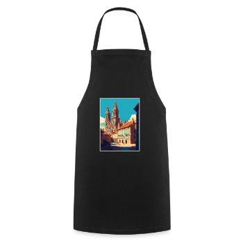 Santiago De Compostela Spain Vintage Travel Poster - Cooking Apron - black - Front - AI Model Male 185 dark (185cm)