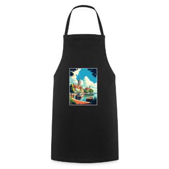 Rugen Island Germany Vintage Travel Poster WPA Art - Cooking Apron - black - Front - AI Model Male 185 dark (185cm)
