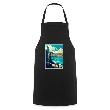 La Corogne Espagne Vintage voyage affiche WPA Souvenir - Tablier de cuisine - noir - Devant - AI Model Male 185 dark (185cm)