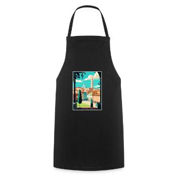 Siena Italien Dekoration Vintage Reiseposter WPA - Kochschürze - Schwarz - Vorne - AI Model Male 185 dark (185cm)