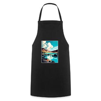 Blue Lagoon Iceland Vintage Travel Poster Souvenir - Cooking Apron - black - Front - AI Model Male 185 dark (185cm)