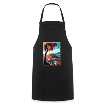 Heidelbergscape European Germany Travel Poster - Cooking Apron - black - Front - AI Model Male 185 dark (185cm)