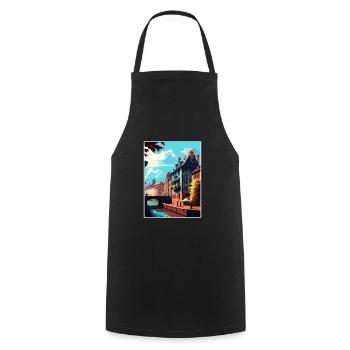 Straßburg Dekoration Frankreich Vintage Reiseposter - Kochschürze - Schwarz - Vorne - AI Model Male 185 dark (185cm)