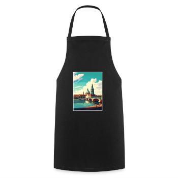 Dresde Allemagne Vintage voyage affiche WPA Souvenir - Tablier de cuisine - noir - Devant - AI Model Male 185 dark (185cm)
