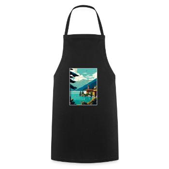 Comer See Italien Dekoration Vintage Reiseposter - Kochschürze - Schwarz - Vorne - AI Model Male 185 dark (185cm)
