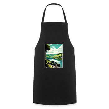 Vallée de la Moselle Allemagne Vintage voyage affiche WPA - Tablier de cuisine - noir - Devant - AI Model Male 185 dark (185cm)