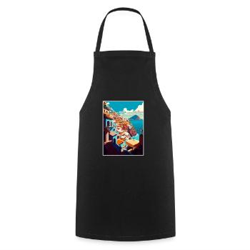 Positano Italie Vintage voyage affiche WPA Souvenir - Tablier de cuisine - noir - Devant - AI Model Male 185 dark (185cm)