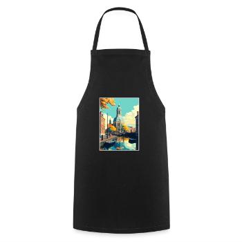 Leiden Pays-Bas Vintage voyage affiche Souvenir - Tablier de cuisine - noir - Devant - AI Model Male 185 dark (185cm)