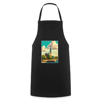Karlskrona Swedish Vintage Travel Poster Souvenir - Cooking Apron - black - Front - AI Model Male 185 dark (185cm)