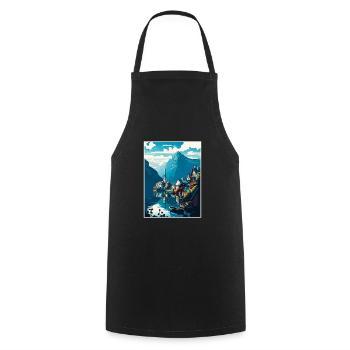 Hallstatt Lake Austria Alpine Mountain Scenery - Cooking Apron - black - Front - AI Model Male 185 dark (185cm)