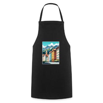 Innsbruck Austria Vintage Travel Poster Souvenir - Cooking Apron - black - Front - AI Model Male 185 dark (185cm)