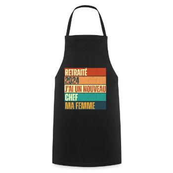 Retraité 2024 humour retraite cadeau pour retraité - Tablier de cuisine - noir - Devant - AI Model Male 185 dark (185cm)