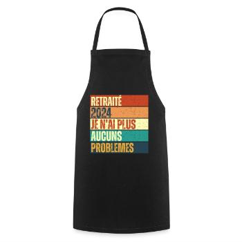 Retraité 2024 humour retraite cadeau pour retraité - Tablier de cuisine - noir - Devant - AI Model Male 185 dark (185cm)