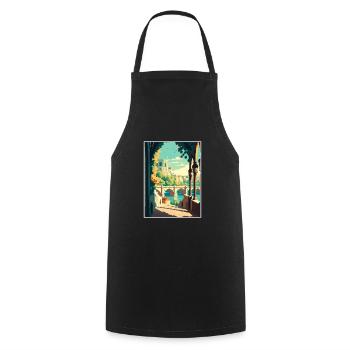 Avignon France Vintage voyage affiche WPA Souvenir - Tablier de cuisine - noir - Devant - AI Model Male 185 dark (185cm)