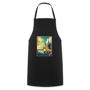 Stockholm Suède suédois Vintage voyage affiche WPA - Tablier de cuisine - noir - Devant - AI Model Male 185 dark (185cm)