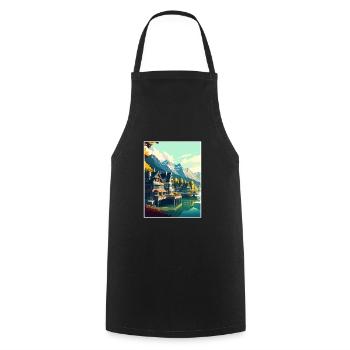 Interlaken Schweiz Vintage Reiseposter WPA - Kochschürze - Schwarz - Vorne - AI Model Male 185 dark (185cm)