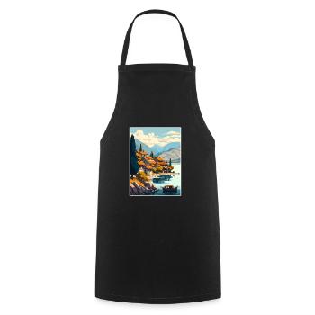 Lac d’Ohrid, Macédoine du Nord, Albanie, Souvenir, Chambre - Tablier de cuisine - noir - Devant - AI Model Male 185 dark (185cm)